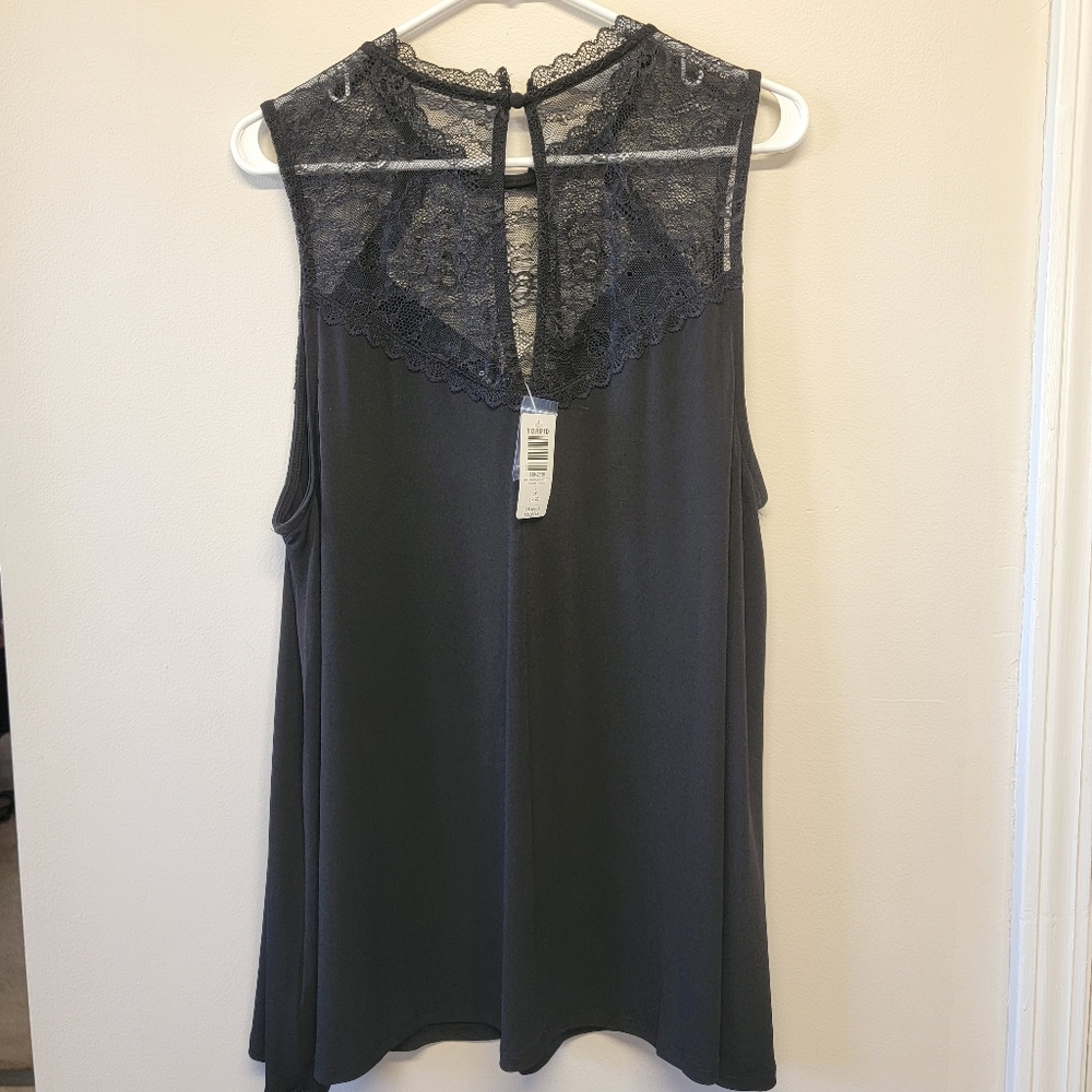 Torrid - BLACK STUDIO KNIT LACE MOCK NECK TANK - Picture 8 of 9